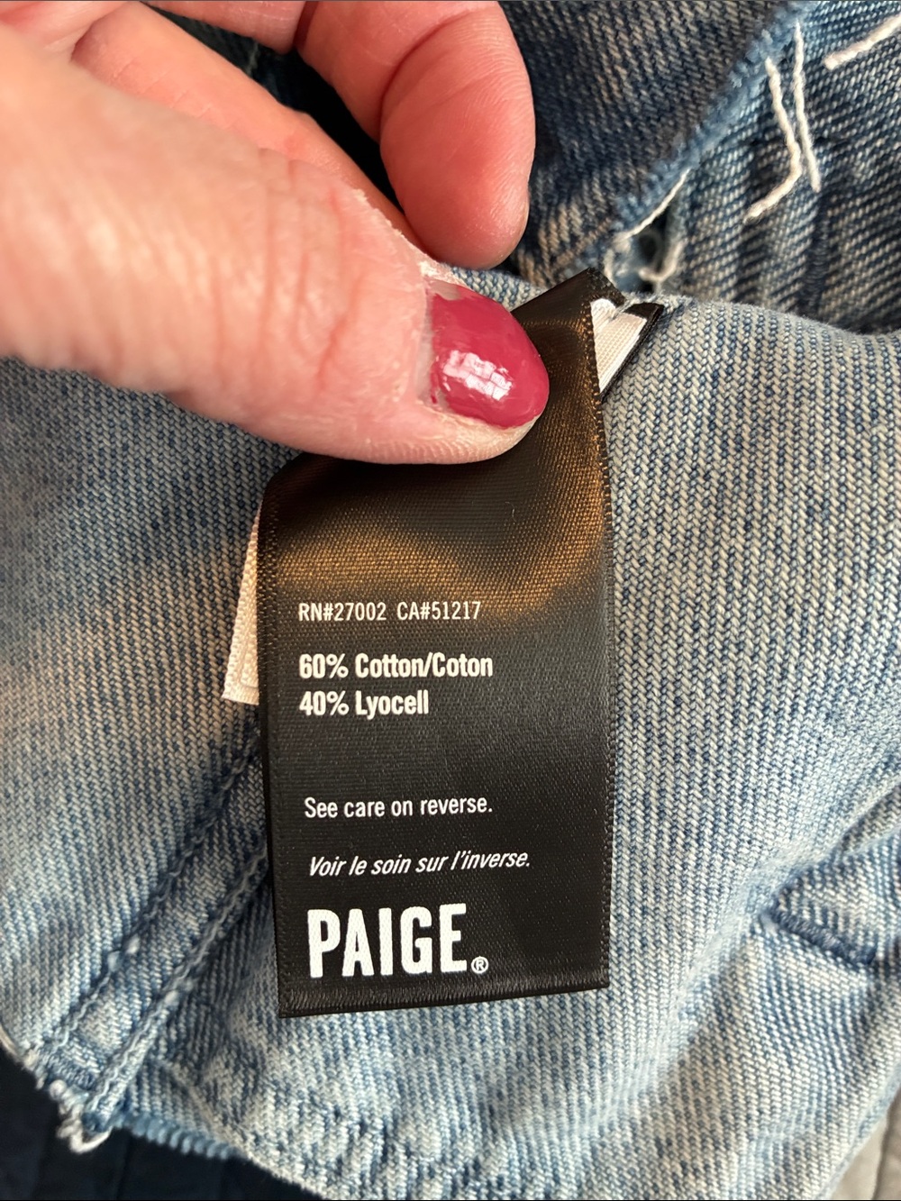 PAIGE Light Blue Denim Rowan Jacket with Raw Hem pearl blue Sz XS - Picture 10 of 10